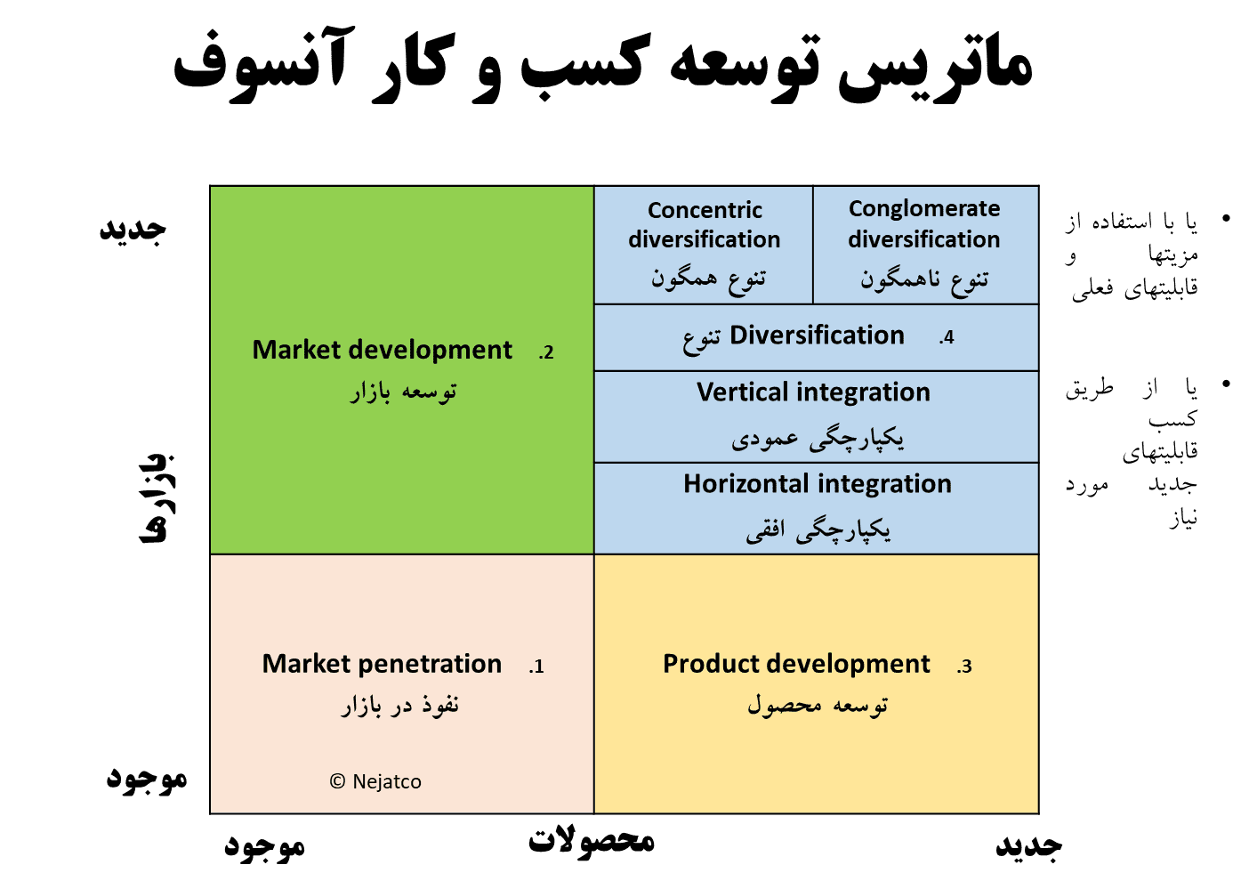 استراتژی توسعه کسب و کار - ماتریس توسعه کسب و کار