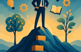 رهبری و یادگیری در کارآفرینی – کارآفرین در حال کوچینگ و انتقال ارزش‌ها به تیم برای رشد پایدار کسب‌وکار