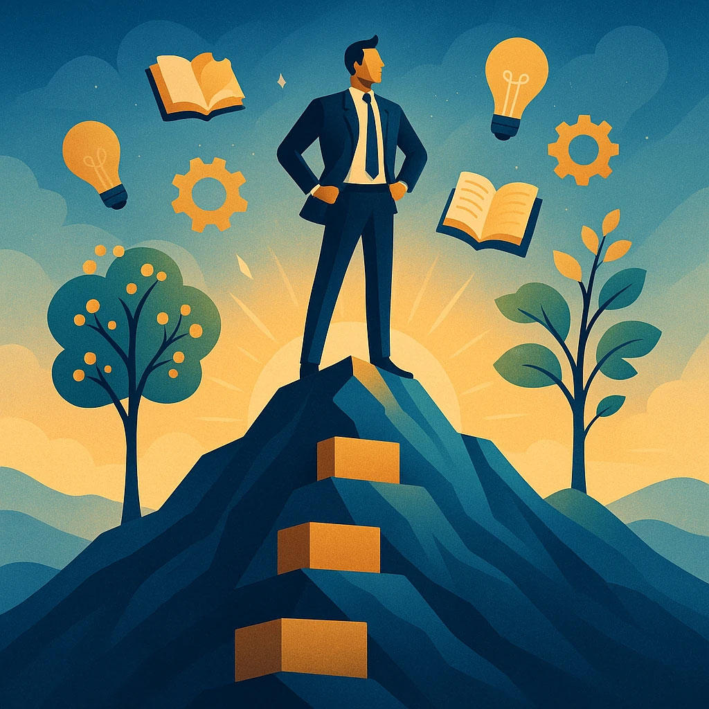 رهبری و یادگیری در کارآفرینی – کارآفرین در حال کوچینگ و انتقال ارزش‌ها به تیم برای رشد پایدار کسب‌وکار